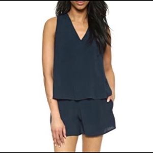 Madewell Navy Open Back Overlay Romper